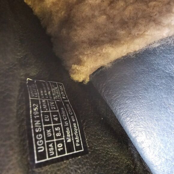 UGG Vivica Black Leather Mules / Clog Shoes Women’s Sheepskin Slip-On Size 10 US - Picture 7 of 9